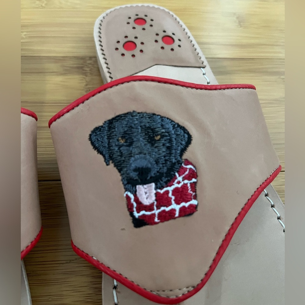 Jack Rogers Black Lab Slides Flats Embroidered size 8 NWoB